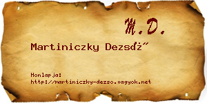 Martiniczky Dezső névjegykártya